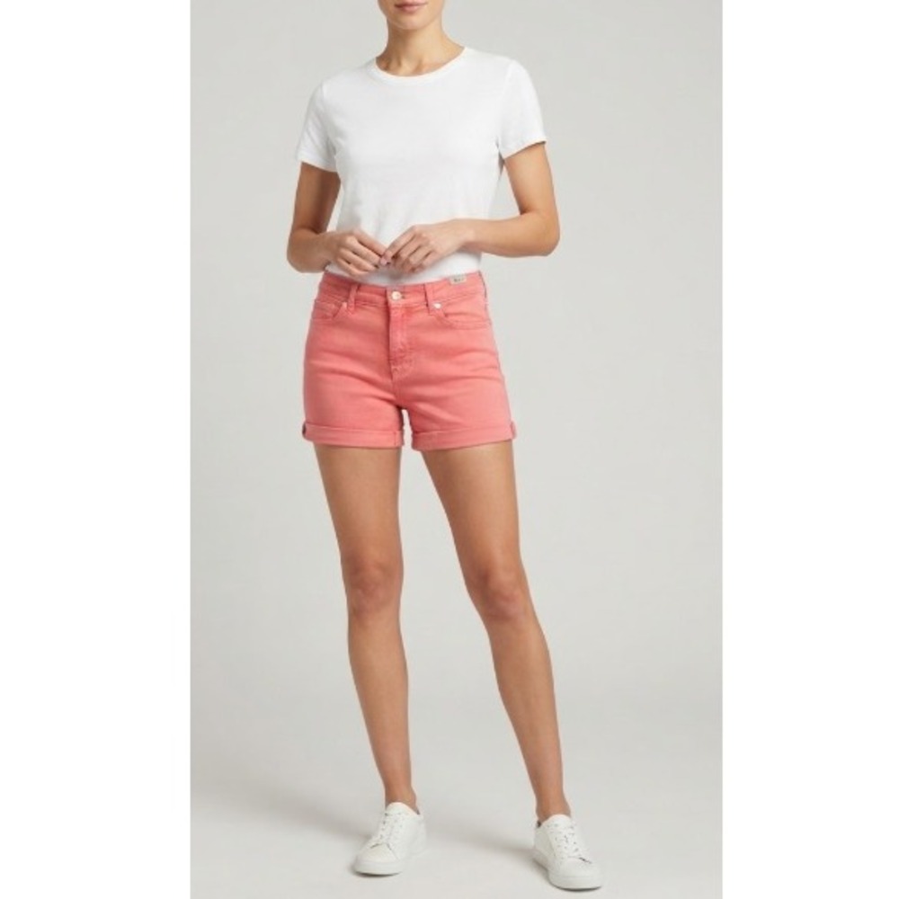 GAP Womens Coral Pink Metal Zip Snap Button 5" Denim Short Size 4/27